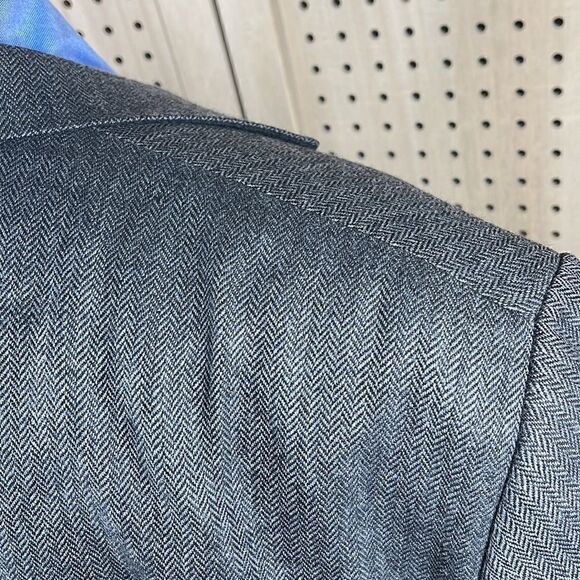 New England Sport Coat Mens 46L Gray Herringbone Lambswool Two Button Blazer - Picture 12 of 12